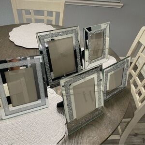 Set of 5 Nanette Lepore Mirrored Silver Rhinestone Picture Frames